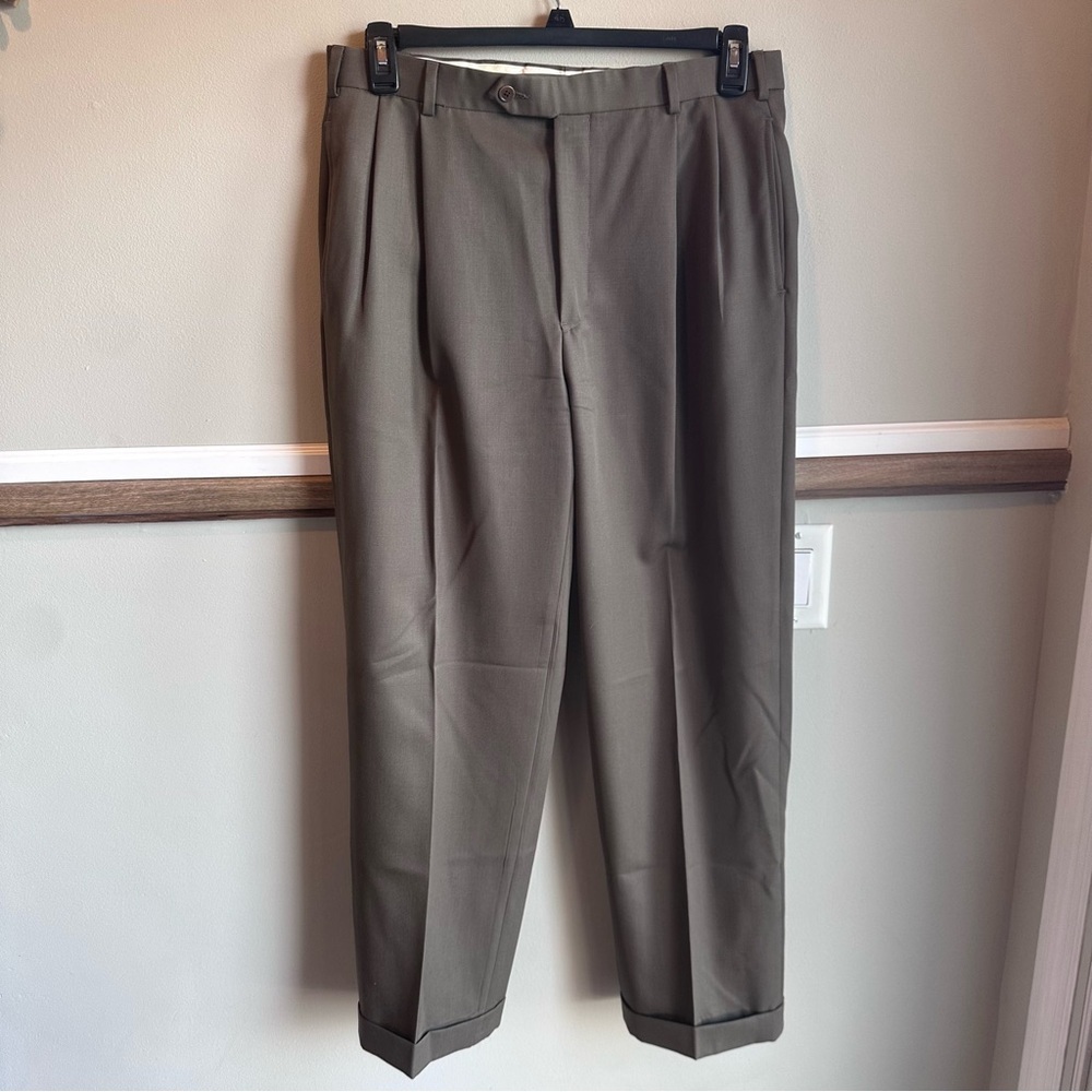 Brooks Brothers 346 Madison Fit Wool Trousers Khaki Pleated Pants​